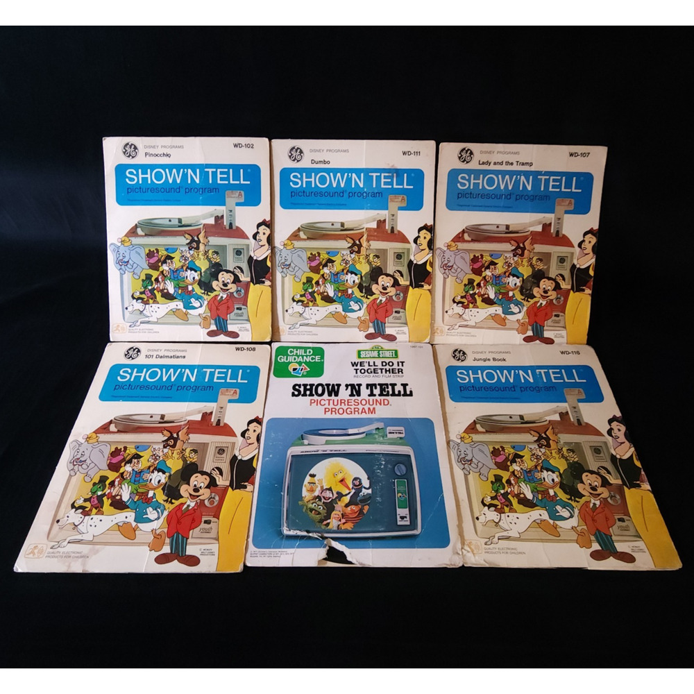Lot of 6 Vintage Disney GE Show n Tell Picturesound Program Records & film strip